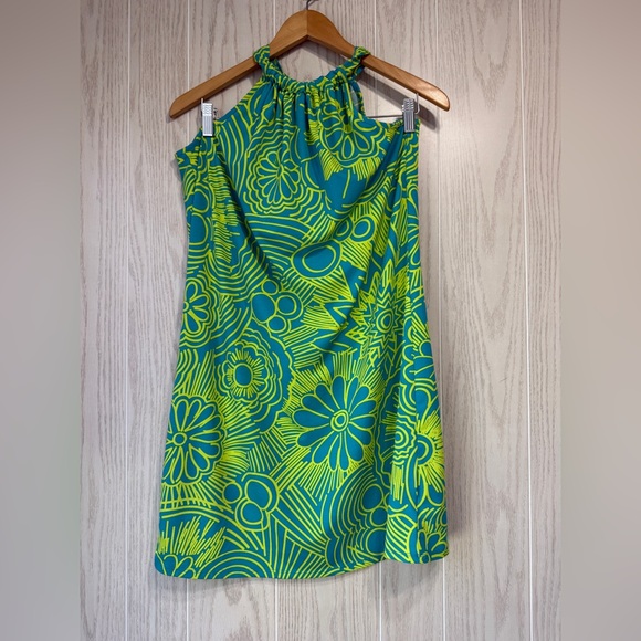Trina Turk Halter Neck Mini Dress Floral Graphic Print Size S NWT $168 - Picture 1 of 5